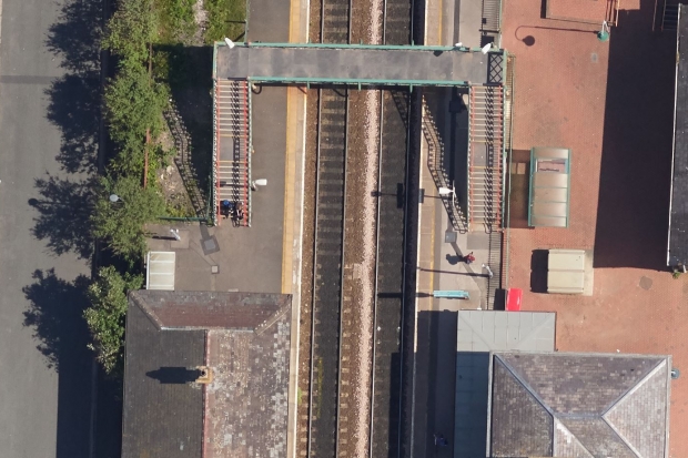aerial image of railway